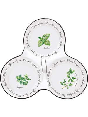 Easy Life Herbarium Beyaz Porselen 3 Bölmeli Meze Seti