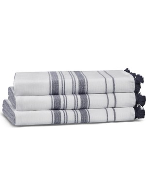 L’appartement One Side Striped Aerospin® White Navy Yüz Havlusu 50 x 90 cm