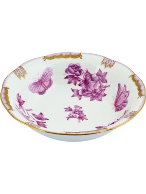 Herend Victoria Desenli Mor Porselen Kase 17 cm