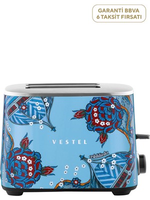 Retro Düş Mavisi Çini Ekmek Kızartma Makinesi