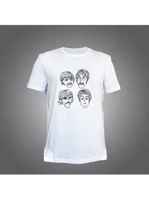 Herşey Nota The Beatles Beyaz Tshirt Unisex