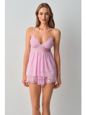 Suwen Scarlet Ince Askılı Dantelli Pijama Üst