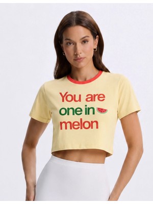 Organickid Watermelon Kadın Krem Crop T-Shirt