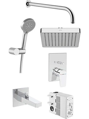 VitrA Artema Flow Square A49322 Ankastre Banyo Seti, Krom