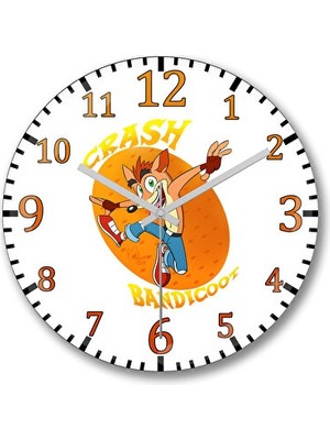 Velmora Crash Bandicoot Temalı Bombeli Gerçek Cam | Duvar Saati