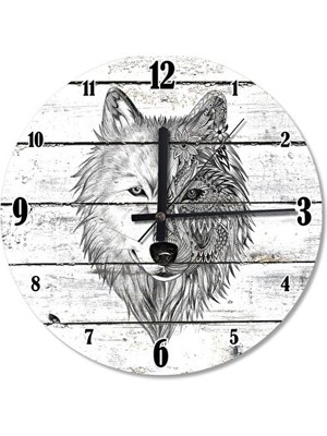 Velmora Çiçek Gözlü Kurt Temalı 30 cm Analog | Duvar Saati