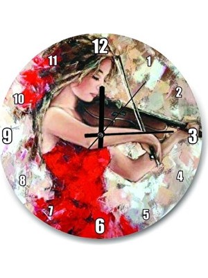 Velmora 50X50 cm Kemancı Kadın Temalı , Sanatsal ve Çarpıcı Tasarım | Duvar Saati