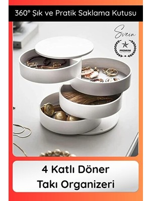 Velmora Döner Katlı Takı Organizeri, 360° Döngüyle Pratik Saklama | Makyaj & Takı Organizeri
