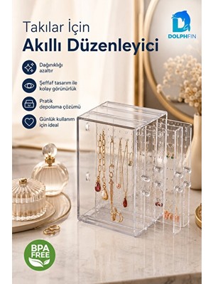 Velmora Çekmeceli Şeffaf Mücevher Kutusu, Takı ve Aksesuarlar Için Pratik Saklama | Makyaj & Takı Organizeri