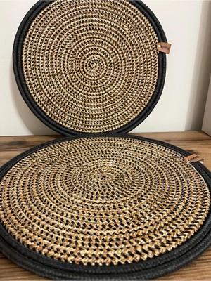 Namteks Jüt Hasır Kahverengi Gold 33X33 cm 2 Adet Supla Amerikan Servis Takımı Çeyizlik Hediyelik