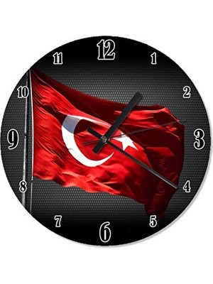 Velmora Türk Bayrağı Temalı 30 cm Çap , Vatansever Dekorasyon | Duvar Saati