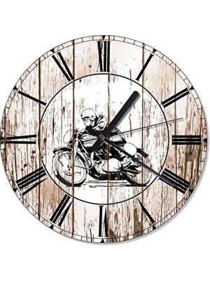 Velmora Vintage Motosiklet Afiş Temalı 30 cm Çap | Duvar Saati