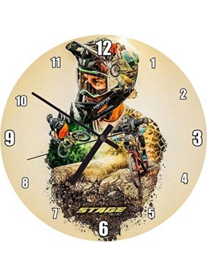 Velmora Motokros Temalı 50X50 cm Çocuk Odası | Duvar Saati