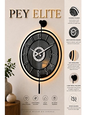 Velmora Modern Camlı Metal Işıklı ile Şık Tasarım | Duvar Saati