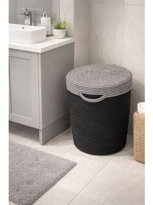 Namteks Jüt Hasır Gold Beyaz 40X45 cm Kapaklı Çamaşır Sepeti Çok Amaçlı Organizer Çeyizlik Hediyelik