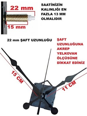 Velmora Sessiz Çalışı, Büyük Boy Akrep ve Saniye Ile | Duvar Saati