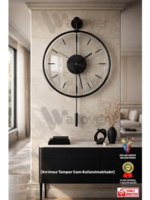 Velmora Kırılmaz Cam ve Sessiz Mekanizmalı Orta Boy Modern | Duvar Saati