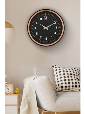 Velmora Modern Siyah Camlı 36CM Sessiz | Duvar Saati