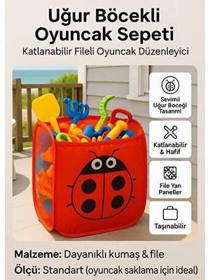 Velmora Böcekli Katlanabilir Oyuncak Sepeti - Çocuklar Için Eğlenceli ve Pratik | Sepet