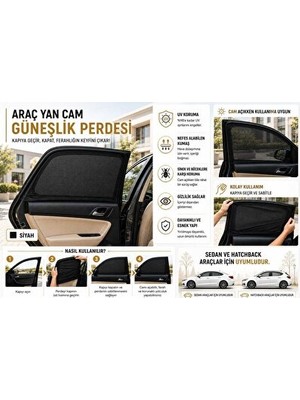 Velmora Lastikli Yan Cam Güneşlikleri, Fiat, Kolay Kullanım | Oto Güneşlik Perde