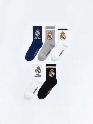 LC Waikiki Karışık Real Madrid Baskılı Erkek Çocuk Soket Çorap 5 Li  (W6)