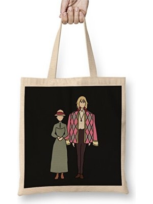 Velmora Howls Moving Castle Temalı Uzun Saplı Bez Çanta, Şık ve Hafif | Omuz Çantası