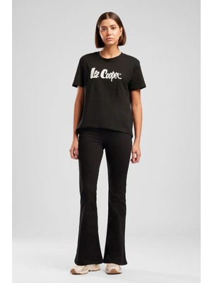 Lee Cooper LUNA Kadın High Rise Flare Pamuklu Jean Pantolon Siyah