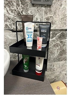 Velmora Siyah Metal Tezgahüstü Düzenleyici, Mutfak ve Banyo Için 2 Katlı | Makyaj & Takı Organizeri