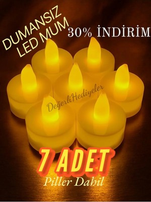 Empressco 7 Adet Her Türlü Organizasyon Için Dumansız Kokusuz Pilli LED Mum Sarı Işık Ledli Dekor Mum