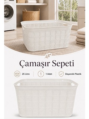 Velmora Çok Amaçlı 25 Litre Örgü Desenli - Pratik ve Şık | Çamaşır Sepeti