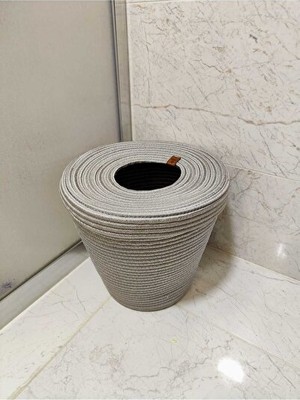 Velmora Doğal Jüt Hasır Çöp Kovası, Şık ve Pratik Mutfak ve Banyo Kullanımı | Sepet