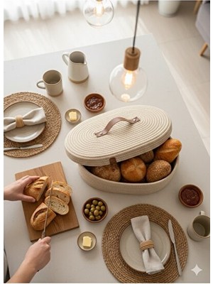 Velmora Boho Stil Kapaklı Hasır Organizer, Mutfak ve Banyo Dekorasyonuna Uygun | Sepet
