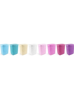 Velmora Turkuaz Desenli Kapaklı Plastik , 65 Lt Hacimli | Çamaşır Sepeti