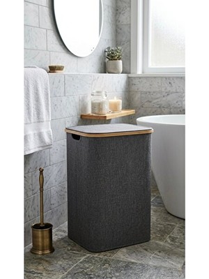 Velmora 50 Litre Bambu Kumaş , Dayanıklı ve Estetik Çözüm | Çamaşır Sepeti