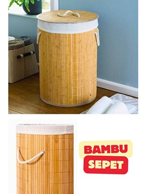 Velmora Çok Amaçlı Yuvarlak Bambu , Doğal ve Estetik Saklama Çözümü | Çamaşır Sepeti