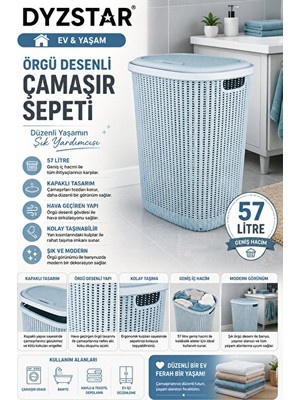 Velmora Geniş Kapaklı Örgü , Banyo ve Kirli Çamaşır Düzeni | Çamaşır Sepeti