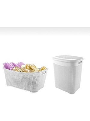 Velmora Beyaz Damla Desenli Plastik , Dayanıklı ve Şık | Çamaşır Sepeti