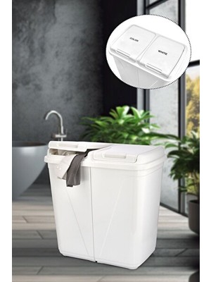 Velmora Duo Colormatik Soft Kirli , 45+45 Lt, Violeta Beyaz | Çamaşır Sepeti