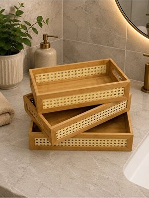 Velmora Ahşap Hazeran Çok Amaçlı Seti - Banyo ve Mutfak Düzenleyici | Sepet