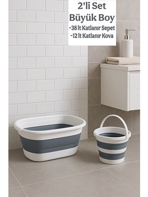 Velmora Büyük Katlanabilir Set, 38 Lt | Çamaşır Sepeti