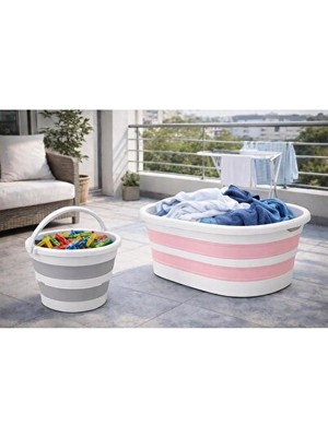 Velmora Set Içeriğinde Katlanır ve Oval Kova, 25 Lt | Çamaşır Sepeti