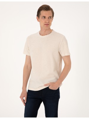 Pierre Cardin Erkek Bej Regular Fit Tişört 50303856-VR011