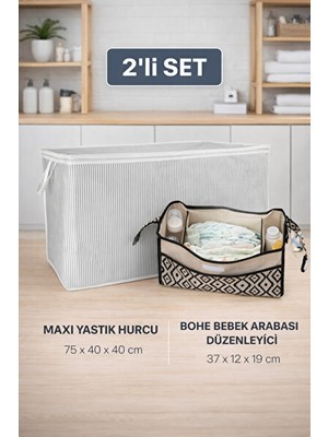 Velmora Büyük Boy Yastık ve Bebek Arabası Düzenleyici Çanta Seti | Çamaşır Sepeti