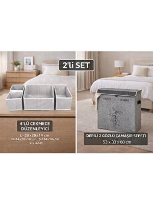 Velmora Çekmece Düzenleyici Seti, Renkli ve Çok Bölmeli 4'lü | Çamaşır Sepeti
