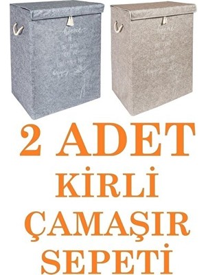 Velmora Gri-Bej Keçe Kapaklı - Mega Hurç Dayanıklı Saklama Ünitesi | Çamaşır Sepeti