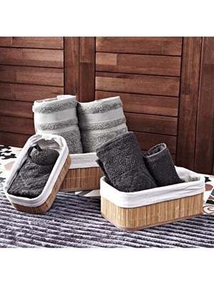 Velmora Bej Renkli Deco Style Bambu 3'lü Seti - Dekoratif ve Pratik | Sepet