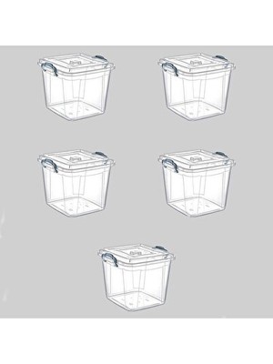 Velmora Şeffaf Kare Kilitli Gıda Saklama Kabı - 4 Litre 5'li Set | Sepet