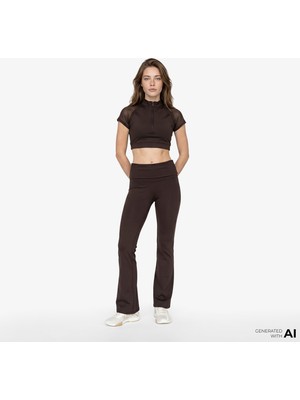 Under Armour Meridian Rib Foldover Flare Kadın Kahverengi Antrenman TAYT.246