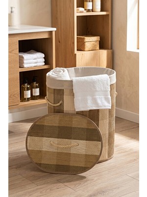 Velmora Oval Kapaklı Hasır , 43X33X50CM, Şık ve Kullanışlı Tasarım | Çamaşır Sepeti