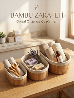 Velmora Bambu Çok Amaçlı 3’lü Organizer Seti | Sepet